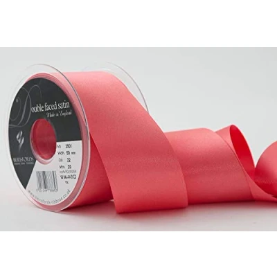 Image of Berisfords 7mm Polyester Yarn Satin Ribbon, Coral