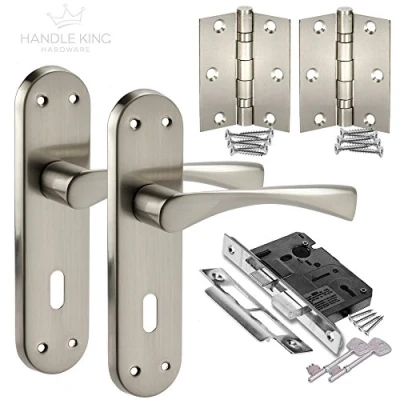 Image of Door Handle Pack with Chrome Handles on Lock Backplate, and Hinges