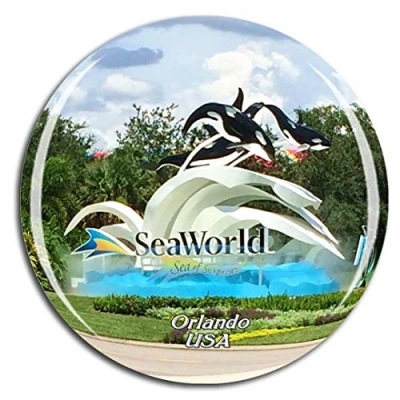 Image of Weekino USA America SeaWorld Orlando Fridge Magnet 3D Crystal Glass Tourist City Travel Souvenir Collection Gift Strong Refrigerator Sticker