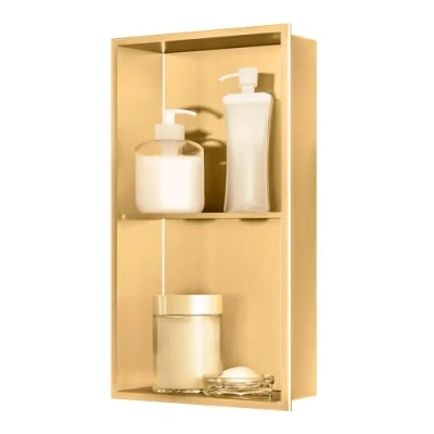 Image of sunrik Shower Niche, Embedded Niche Stainless Steel, with Shelf 30x60x10cm, Gold