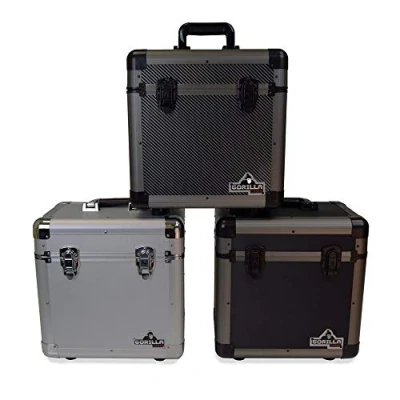 Image of Gorilla LP60 12&quot; LP Vinyl Record DJ Equipment Storage Carry Case Box Holds 60 Records (3 Colours Available) (Titanium)