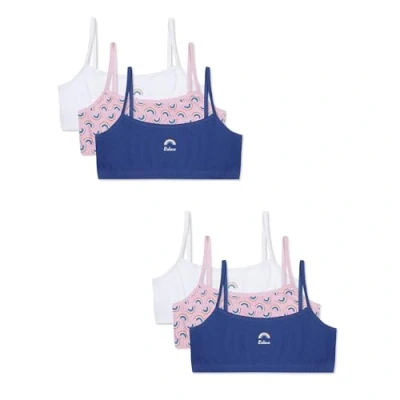 Image of Ex UK Store 6 Pack Girls Cotton Crop Bra Tops Rainbow Print Soft Bralettes to 13 Years New 8 9