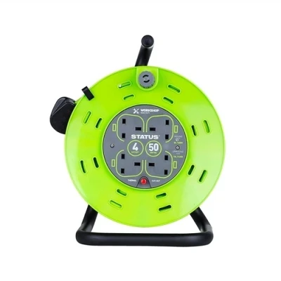 Image of Status 50m 4G Extension Reel on Metal Drum GREEN