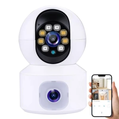 Image of New Flash 4MP Indoor WiFi Pan Tilt Security Camera, Smart Dual Cameras, Baby Monitor, 360 Rotational Views, Night Vision, PIR Motion Detection, 1080P, 2 Way Audio, Cloud/SD Card Storage