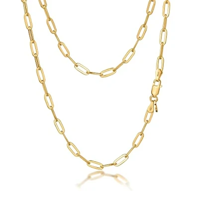 Image of Amberta Women&#039;s 925 Sterling Silver Paperclip Chain: 18K Gold Plated 3.6 mm 45 cm/18 inch