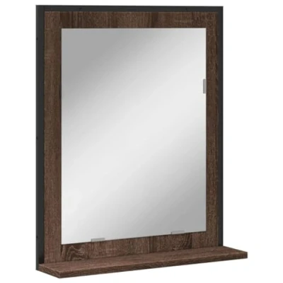 Image of vidaXL Bathroom Mirror with Shelf Brown Oak Effect 50 x 12 60 cm