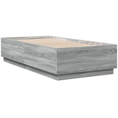 Image of vidaXL Bed Frame with LED without Mattress Grey Sonoma 75x190 cm Small Single