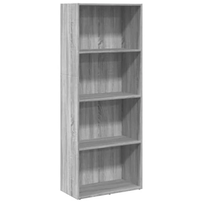 Image of vidaXL Grey Sonoma Engineered Wood Bookcase Storage Rack Cabinet Bookshelf with Ample Compartments for Home and Office