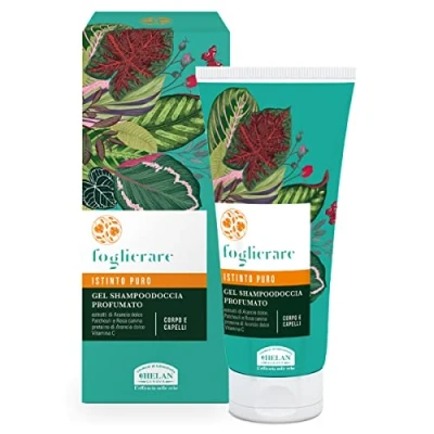 Image of Helan Foglierare Istinto Puro Natural Shampoo &amp; Body Wash with Vitamin C, Sweet Orange Patchouli Bubble Bath for Hair, Perfumed Shower Gel Gentle Foam Made in Italy, 200 ml