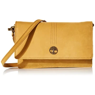 Image of Timberland Women&#039;s Crossbody Wallet RFID Leather Shoulder Bag, Wheat (Nubuck)., One Size UK