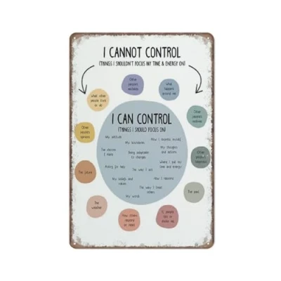 Image of KOPUTE Things I can control poster, what and cannot control, Therapy office decor, Mental Health Retro Metal Poster Wall Art Kitchen Garden Farm Home Decoration,tin sign 20X30cm