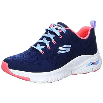 Image of Skechers Women&#039;s Arch FIT Sneaker, NVY Knit/Htpnk Trim , 7 UK medium