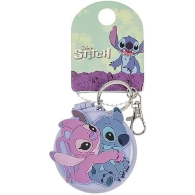 Image of Peers Hardy Disney Lilo and Stitch Blue Pink Compact Mirror Hairbrush Keychain