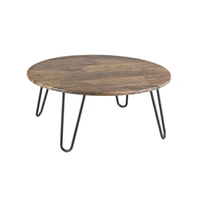 Image of Aspect Brockton Round Coffee Table, Wood, Vintage 1, 80 x 35 cm, Brown and Black