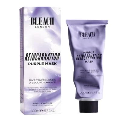 Image of Bleach London Purple Reincarnation Mask Bond Restoring Protein Hair Treatment Repairs and Brightens Blonde Vegan &amp; PETA Approved 200 ml
