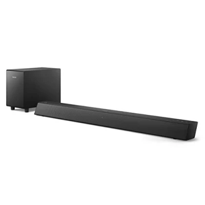 Image of PHILIPS Audio B5305/10 2.1 Channel TV Soundbar with Wireless Subwoofer 70 W RMS HDMI ARC Geometric Design Bluetooth, Optical &amp; 3.5 mm Remote Control Integrated Wall Mount Bracket