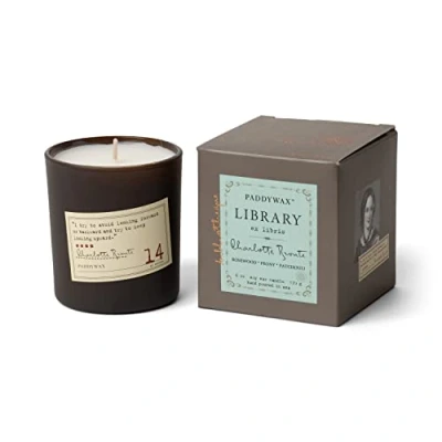 Image of Paddywax Candles Library Collection Scented Candle, 6 Ounce, Charlotte Bronte Rosewood, Peony, Patchouli