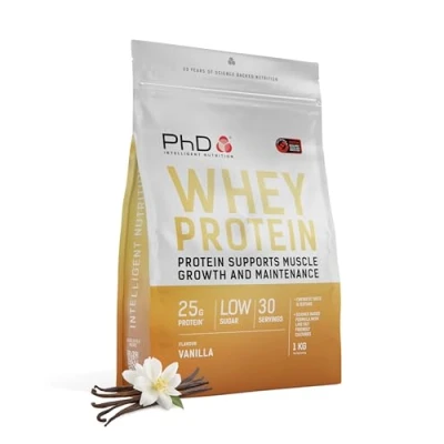 Image of PhD Nutrition Whey Powder 1kg Vanilla with 25g Informed Protein per Serving, enriched Well Tolerated Cultures
