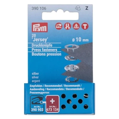Image of Prym Press Fasteners ‘Jersey’ Refill Packs, Metal, Nickel, 14 x 6.7 2 cm