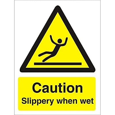 Image of Seco Caution Slippery When Wet Sign, 150mm x 200mm Self Adhesive Vinyl