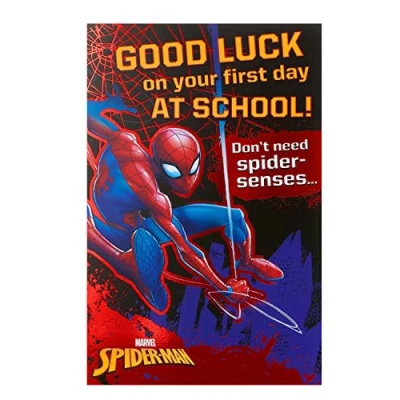 Image of UK Greetings Marvel First Day At School Card For Him/Boy With Envelope Spider Man Design