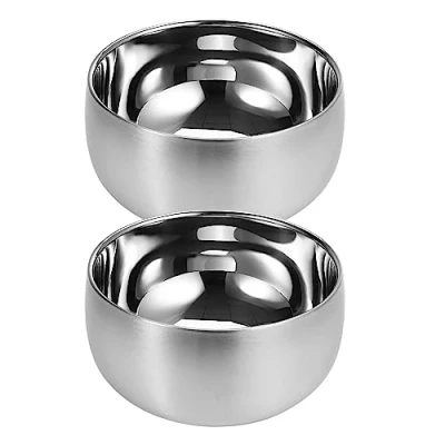 Image of luvtree 500ml Double Wall Vacuum Insulated Stainless Steel316# Bowl,Kid Anti shatterproof Soup Bowl, Appetizer Snack Bowl,Ice Cream Bowl,Non Slip Metal Serving Bowl,Lightweight Salad Bowl. 2 Pieces