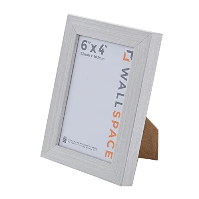 Image of Wall Space 6x4 Silver Frame Modern Photo 6 x 4 inches Wooden 4x6 Frames made from SOLID WOOD with REAL GLASS
