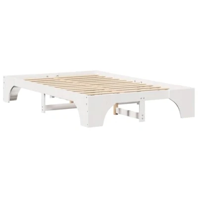 Image of vidaXL Full Bed Frame White Solid Wood Tough Rectangular