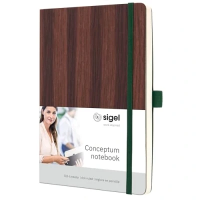 Image of SIGEL CO674 Notebook Conceptum, Nature Edition, woodgrain, dotted (dot grid), approx. A5, brown, softcover, 194 pages, FSC certified