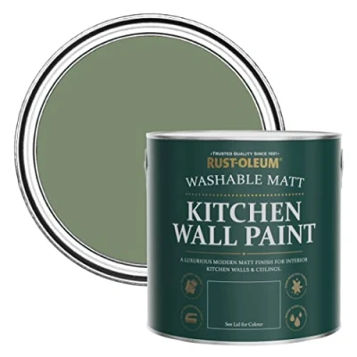 Image of Rust Oleum Green Washable Kitchen Wall Paint in Matt Finish All 2.5L