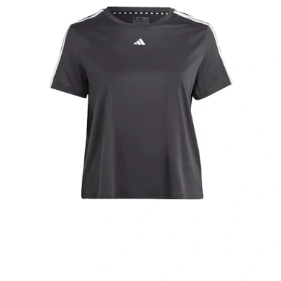 Image of adidas Women&#039;s AEROREADY Train Essentials 3 Stripes Tee (Plus Size), Black/White, XL Plus