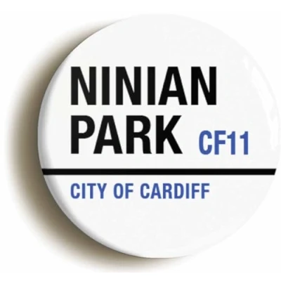 Image of Ninian Park CF11 City of Cardiff Road Sign Fridge Magnet (Circular 2inch / 50mm Diameter)