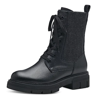 Image of MARCO TOZZI Women&#039;s 2 25236 41 Lace Boot Flat, Black, 4