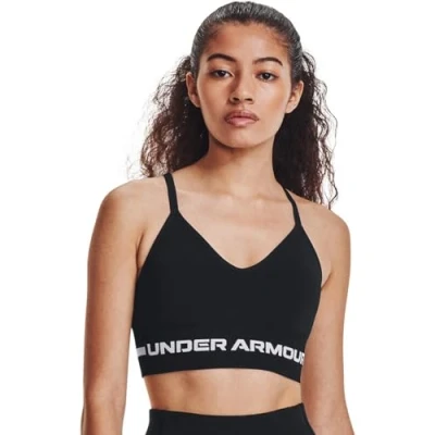 Image of Under Armour Seamless LOW LONG BRA Light support sports bra, Women&#039;s, Size: Large, Black