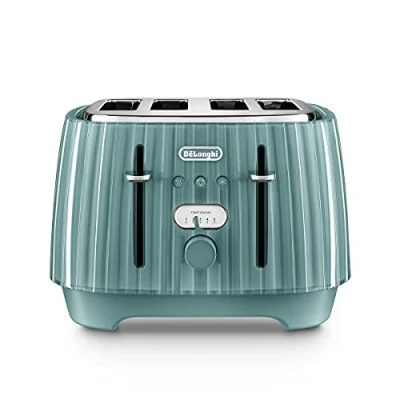 Image of De&#039;Longhi Ballerina Toaster, 4 Slot Reheat, 5 Browning Settings, Defrost and Cancel Functions, Pull Crumb Tray, CTD4003.GR, 1800W, UK PLUG, Green
