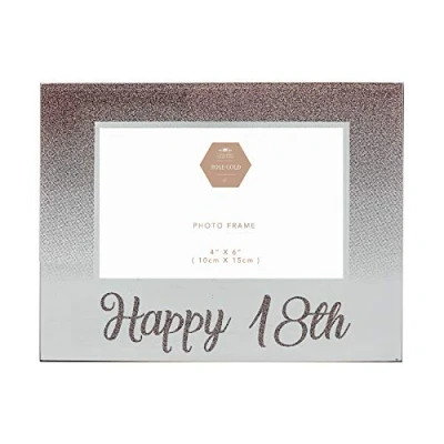 Image of The Leonardo Collection Rose Gold Glitter and Mirror 4&#039;x6&#039; Birthday Photo Frame with Number Happy 18th