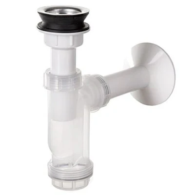 Image of Bathroom Kitchen Single Bottle Drain Waste Trap with Transparent Body Casing