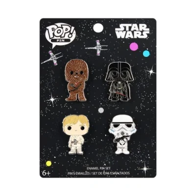 Image of Loungefly Pack Pin Set: Star Wars Assortment Luke Chewy Darth Storm Trpr Enamel Pins Cute Collectable Novelty Brooch for Backpacks &amp; Bags Gift Idea Official Merchandise