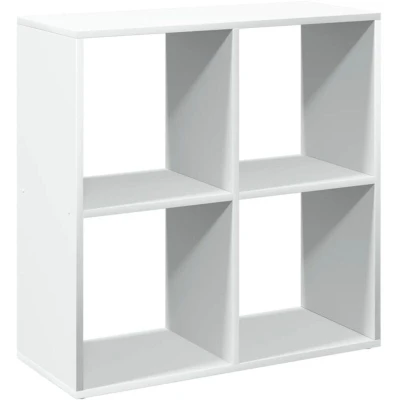 Image of vidaXL Room Divider Bookcase Shelf White Engineered Wood, 4 Cubes, Modern, Bookshelf/Storage Rack, 69.5 x 29 cm Versatile for Living Room/Bedroom/Study