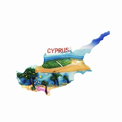 Image of 3D Cyprus Map Refrigerator Magnet Resin Travel Souvenirs,Handmade Home &amp; Kitchen Decoration Fridge Collection Gift