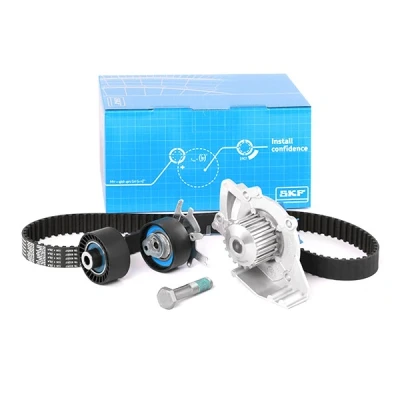 Image of SU001A0125, SU001A0146, SU001A0149 Water Pump + Timing Belt Kit SKF VKMC 03257 with gaskets/seals 116 rounded tooth profile