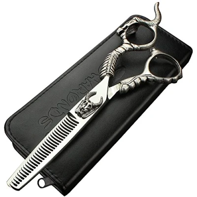 Image of 5.5/6 inch Professional Hair Clippers, Stainless Steel Sharp Specialized for Hairdressers (5.5 thinning Scissors)