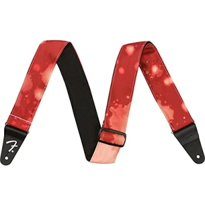 Image of Fender Tie Dye Acid Wash Guitar Strap, Red