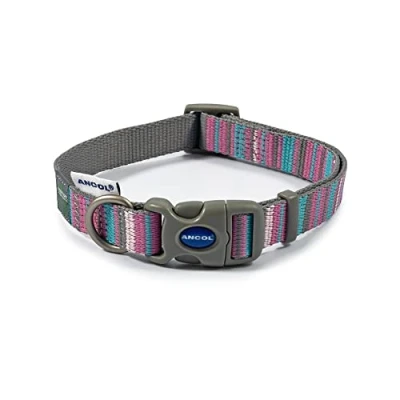 Image of Ancol Pink Candy Stripe Made From Collar, Size 5 9 (Dog neck 45 70 cm)