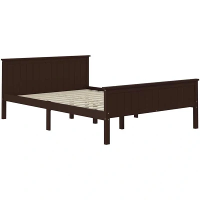 Image of vidaXL Bed Frame without Mattress Dark Brown Solid Pine Wood 140x200 cm