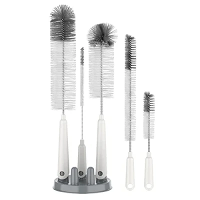 Image of MR.SIGA 5 Pack Bottle Brush Cleaning Set with Storage Holder, Brushes for Long Narrow Neck Bottles, Water Baby Tumblers, Drinking Glasses, Strews