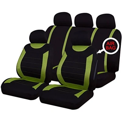 Image of UKB4C Green Full Set Front &amp; Rear Car Seat Covers for Ibiza All Models