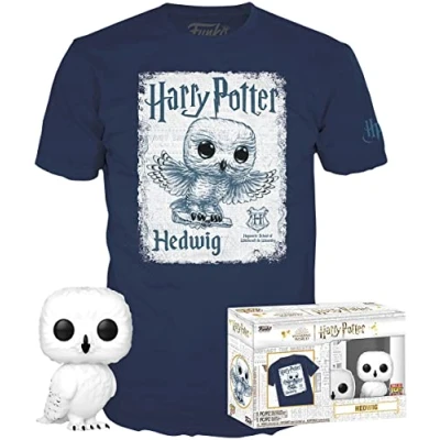 Image of Funko POP! &amp; Tee: Harry Potter Hedwig Small (S) T Shirt Clothes With Collectable Vinyl Figure Gift Idea Toys and Short Sleeve Top for Adults Unisex Men Women Official Merchandise