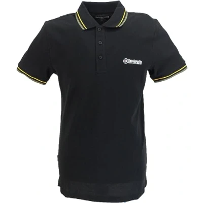 Image of Lambretta Mens Short Sleeve Polo Shirt Black Gold Green Size Small
