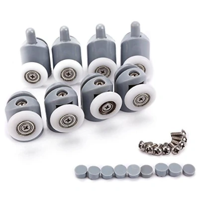 Image of Shower Door Rollers, Lance Home Set of 8 Single Runners/Wheels/Pulleys/Guides 19mm Diameter Bathroom DIY Replacement Parts(4 Upper Rollers and 4 Bottom Rollers)